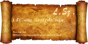 Lévay Szofrónia névjegykártya